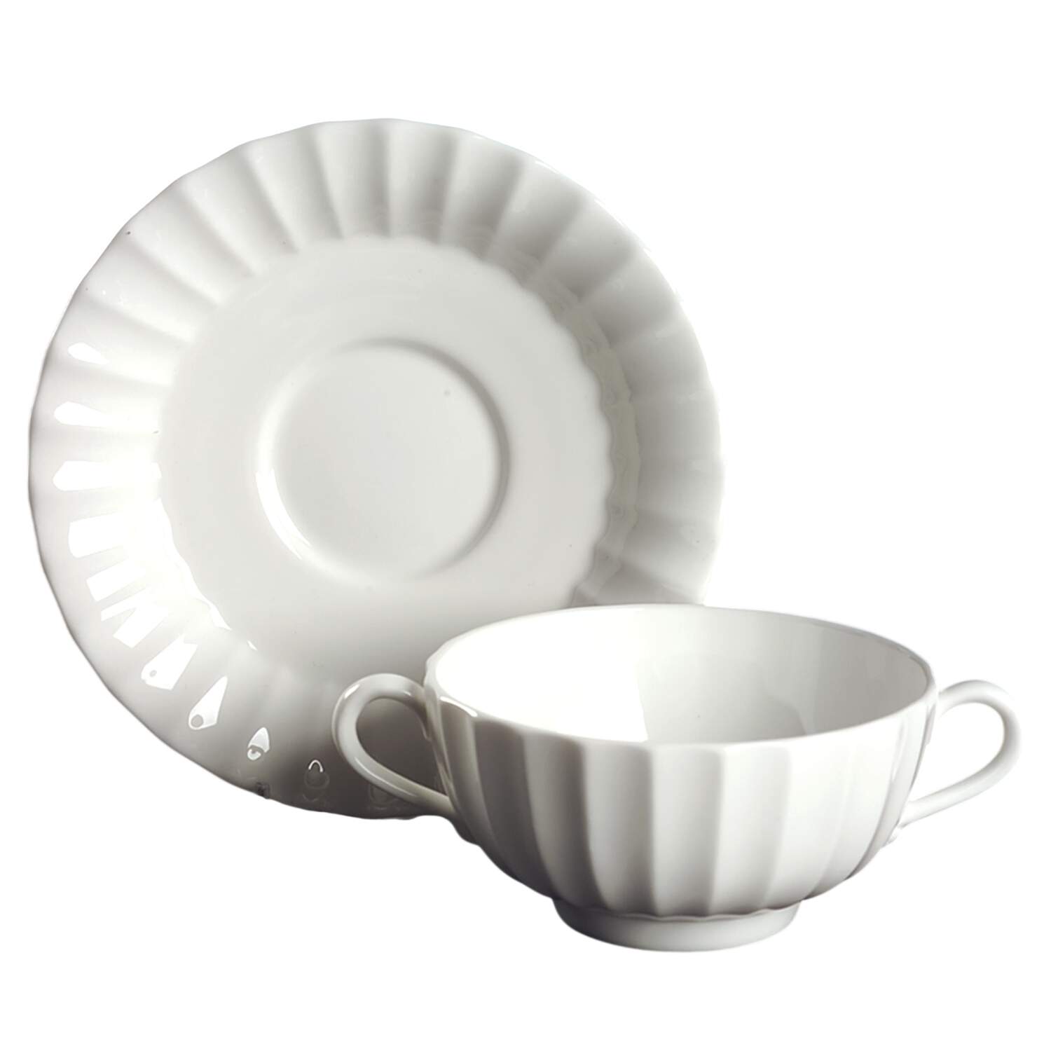 Warmstry White Footed Cream Soup Bowl & Saucer Set by Royal Worcester-1