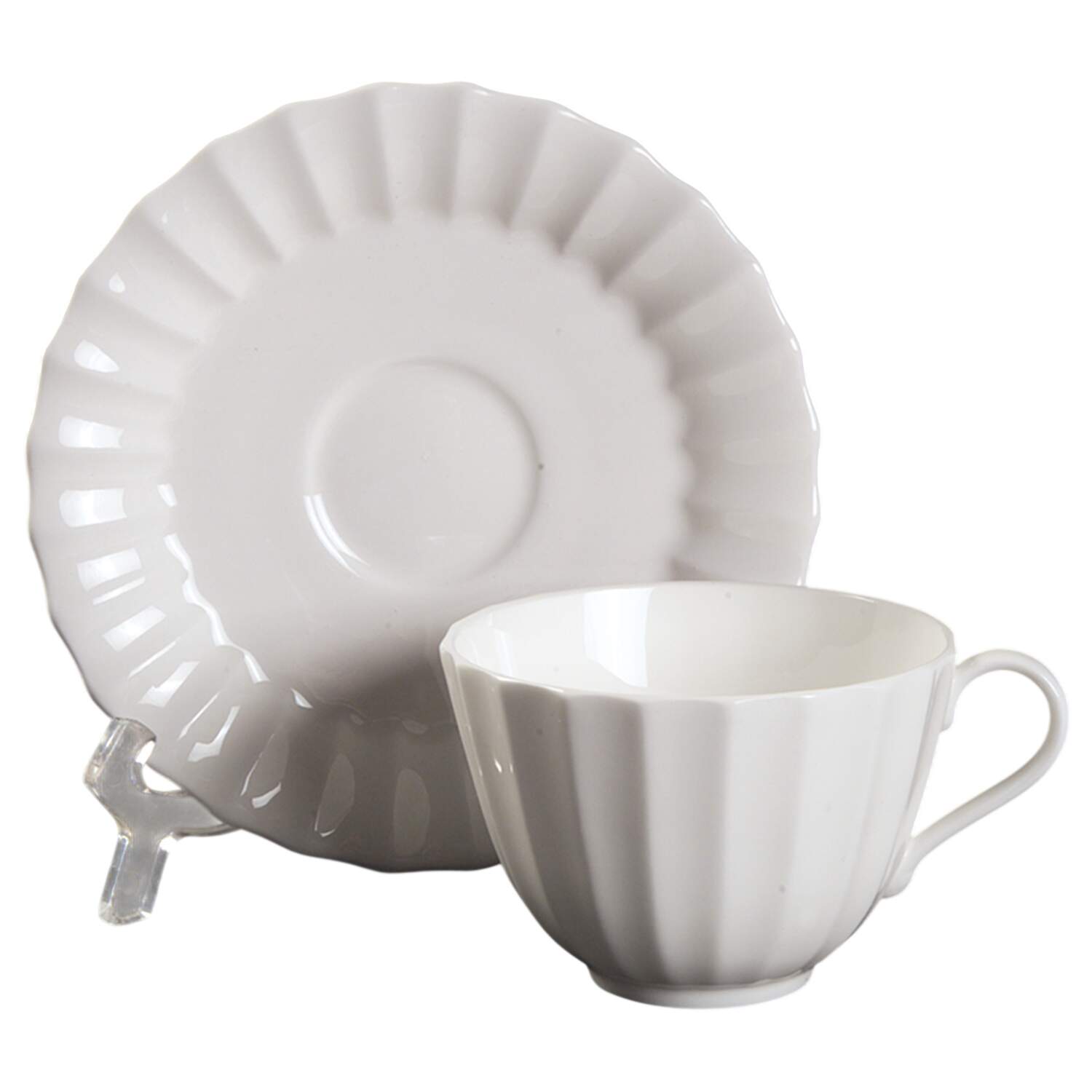 Warmstry White Flat Cup & Saucer Set by Royal Worcester-1