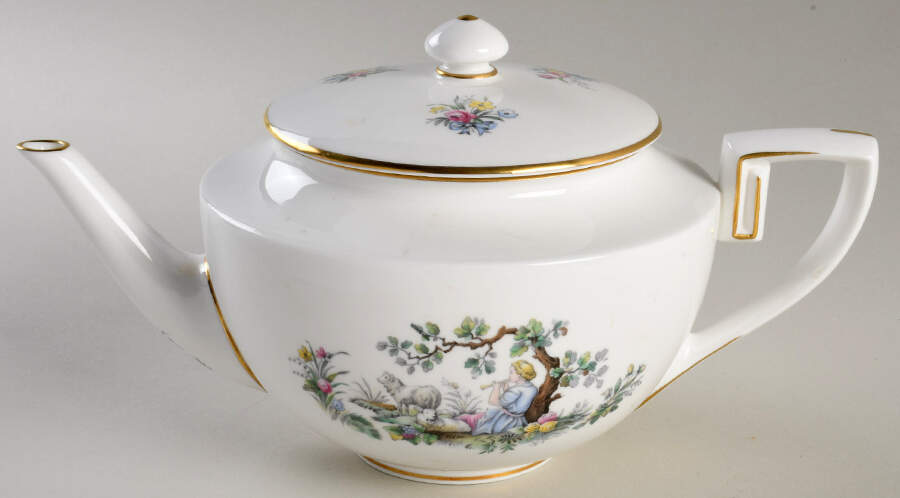 Watteau Teapot & Lid by Royal Worcester-1