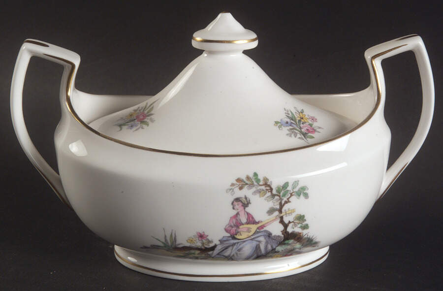 Watteau Sugar Bowl & Lid by Royal Worcester-1