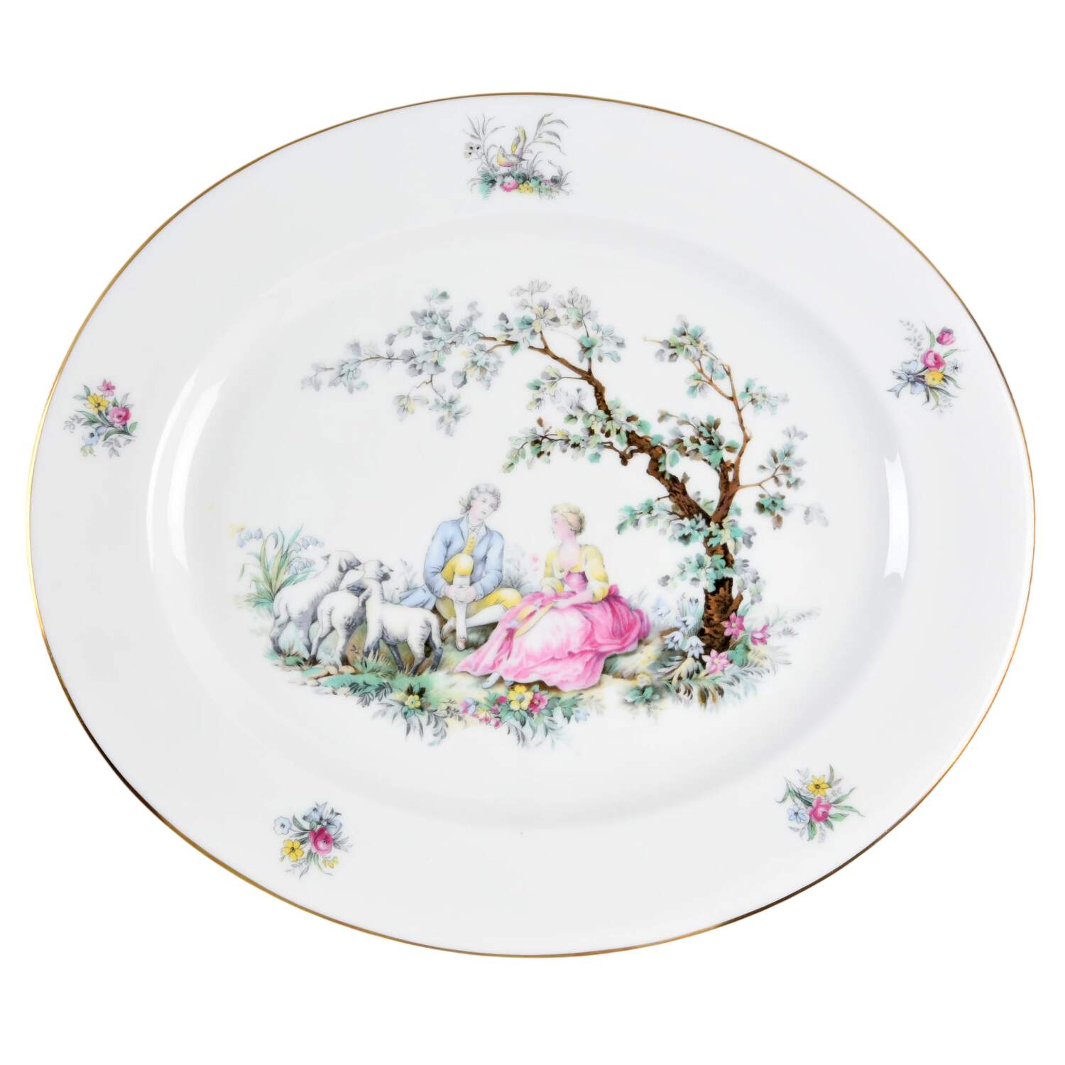 Watteau 13" Oval Serving Platter by Royal Worcester-1