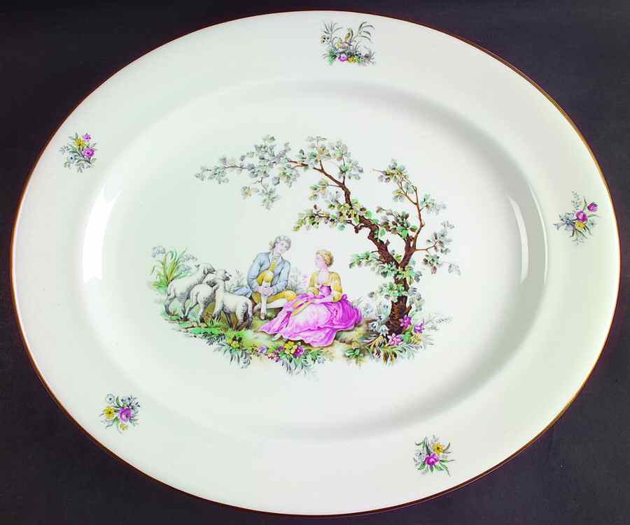 Watteau 15" Oval Serving Platter by Royal Worcester-1