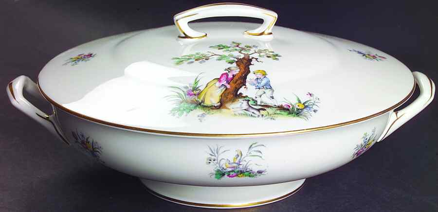 Watteau Round Covered Vegetable by Royal Worcester-1