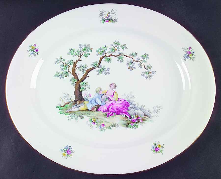 Watteau 15" Oval Serving Platter by Royal Worcester-1
