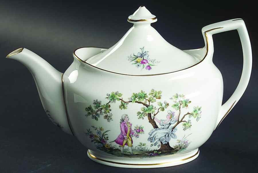 Watteau Teapot & Lid by Royal Worcester-1