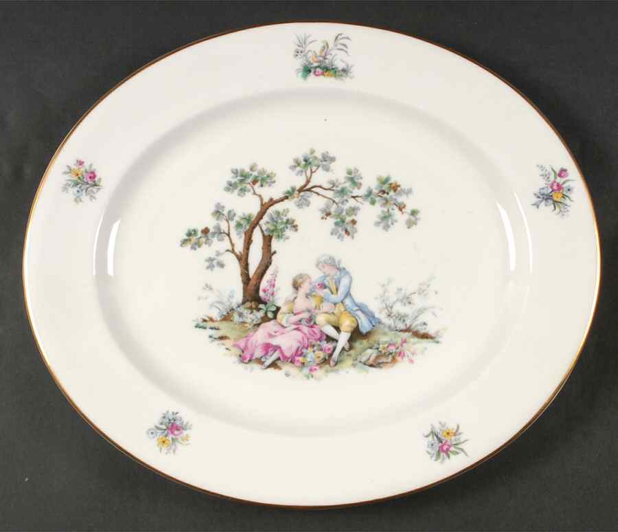 Watteau 13" Oval Serving Platter by Royal Worcester-1