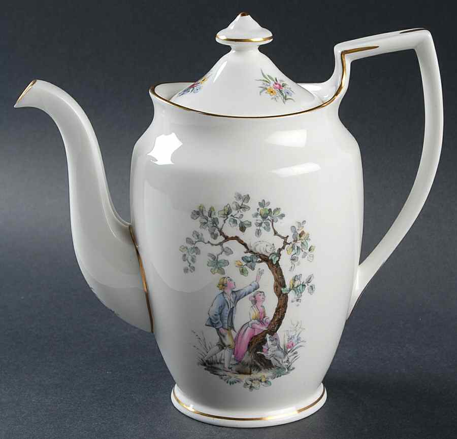 Watteau Small Coffee Pot & Lid by Royal Worcester-1