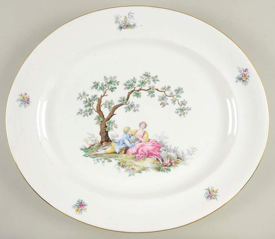 Watteau 17" Oval Serving Platter by Royal Worcester-1