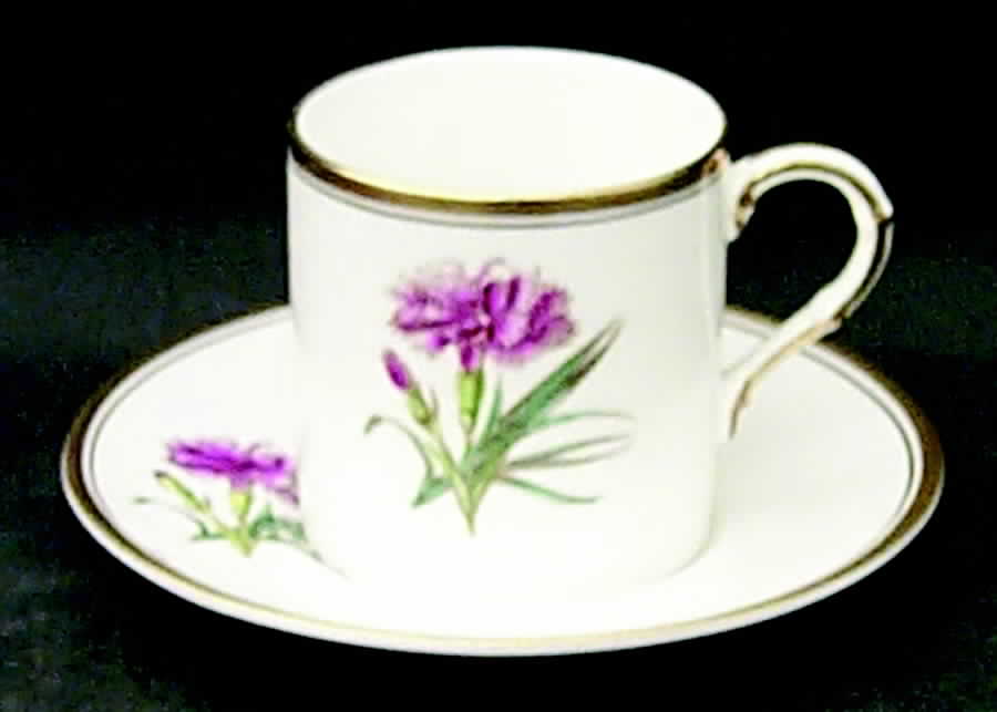 Williamson Flower Flat Demitasse Cup & Saucer Set by Royal Worcester-1