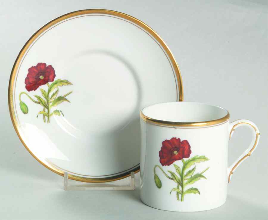 Williamson Flower Flat Demitasse Cup & Saucer Set by Royal Worcester-1