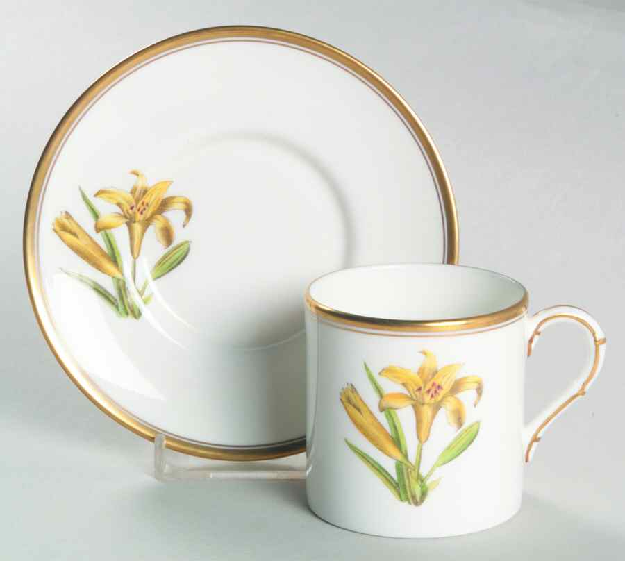 Williamson Flower Flat Demitasse Cup & Saucer Set by Royal Worcester-1