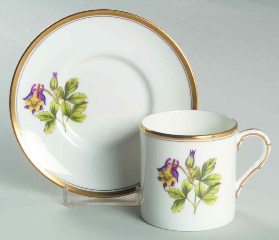 Williamson Flower Flat Demitasse Cup & Saucer Set by Royal Worcester-1