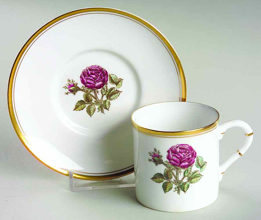 Williamson Flower Flat Demitasse Cup & Saucer Set by Royal Worcester-1