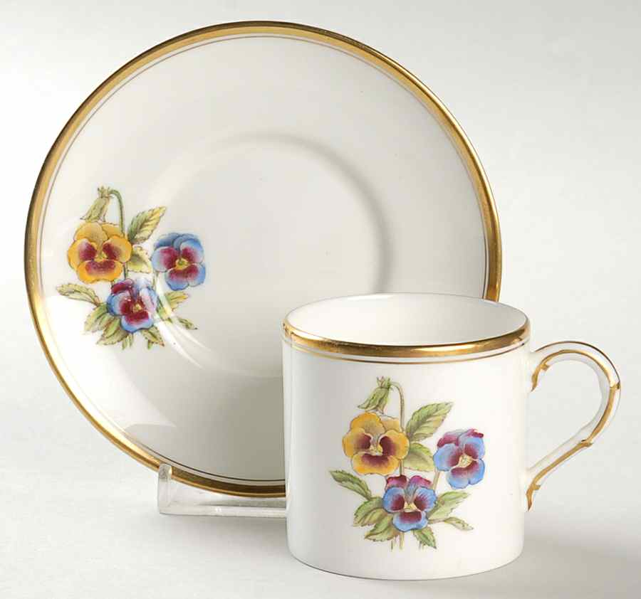 Williamson Flower Flat Demitasse Cup & Saucer Set by Royal Worcester-1