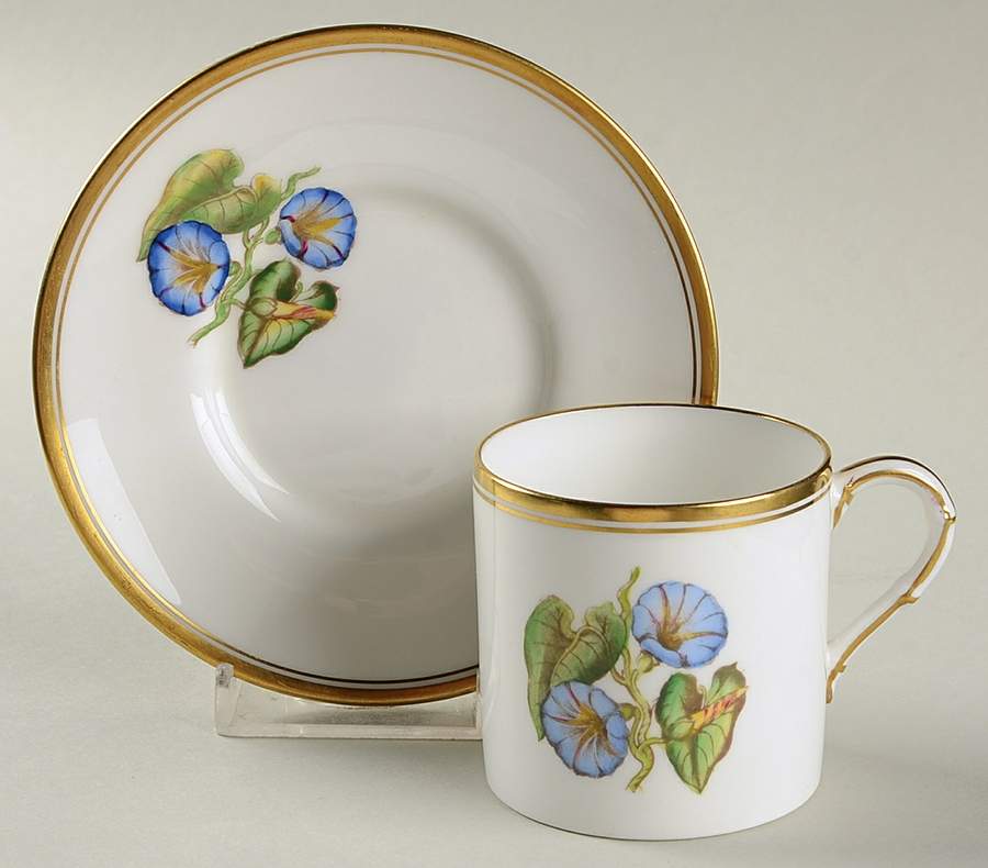 Williamson Flower Flat Demitasse Cup & Saucer Set by Royal Worcester-1