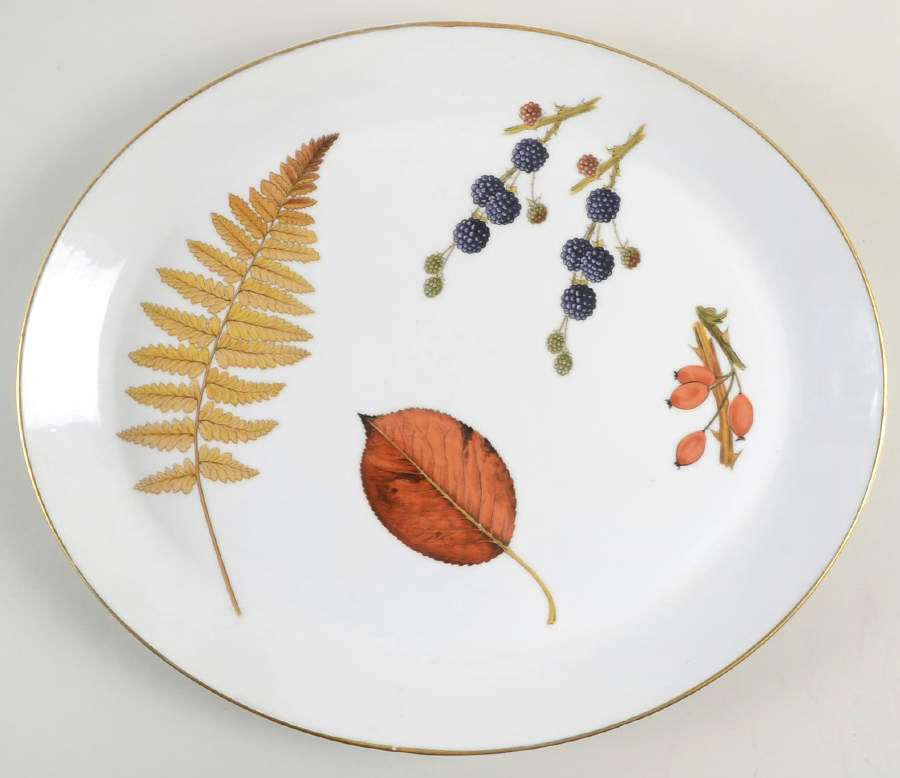 Wild Harvest (Gold Trim) 14" Oval Serving Platter by Royal Worcester-1