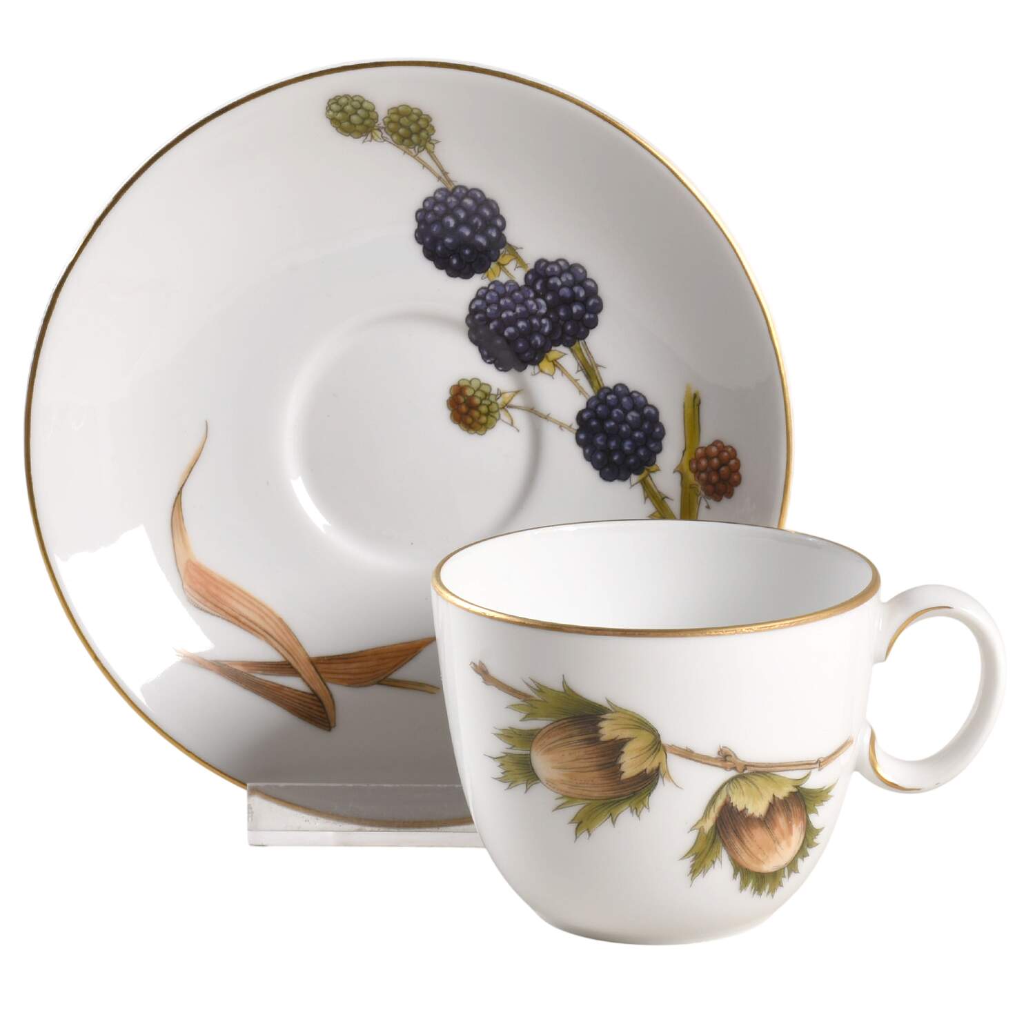 Wild Harvest (Gold Trim) Flat Demitasse Cup & Saucer Set by Royal Worcester-1