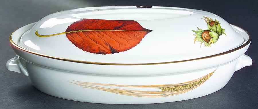 Wild Harvest (Gold Trim) 1 Quart Oval Covered Casserole by Royal Worcester-1