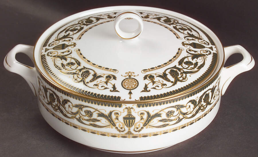Windsor (Newer, Gold Trim) Round Covered Vegetable by Royal Worcester-1