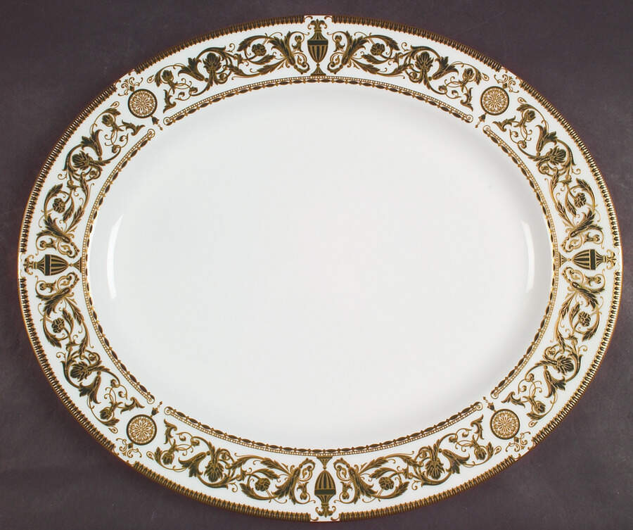 Windsor (Newer, Gold Trim) 15" Oval Serving Platter by Royal Worcester-1