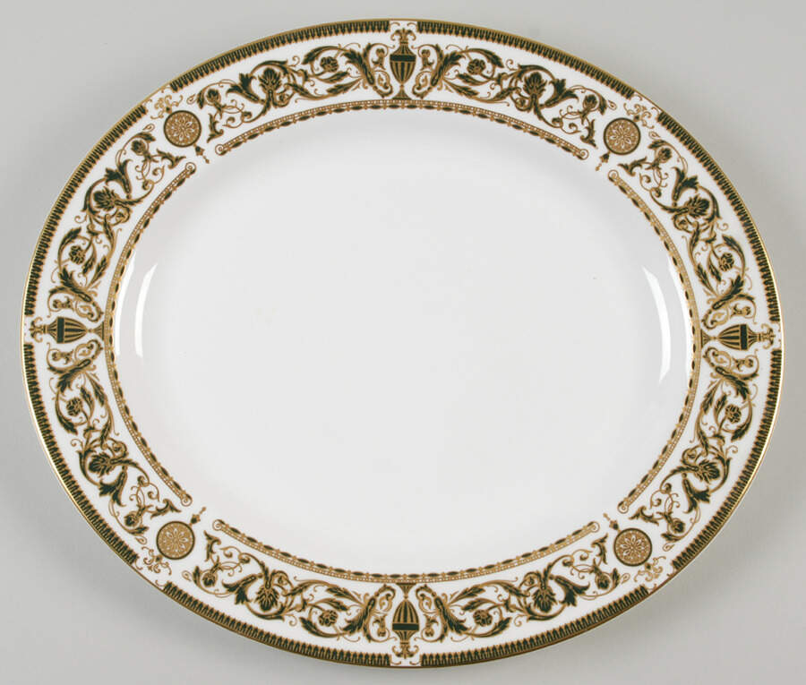 Windsor (Newer, Gold Trim) 13" Oval Serving Platter by Royal Worcester-1