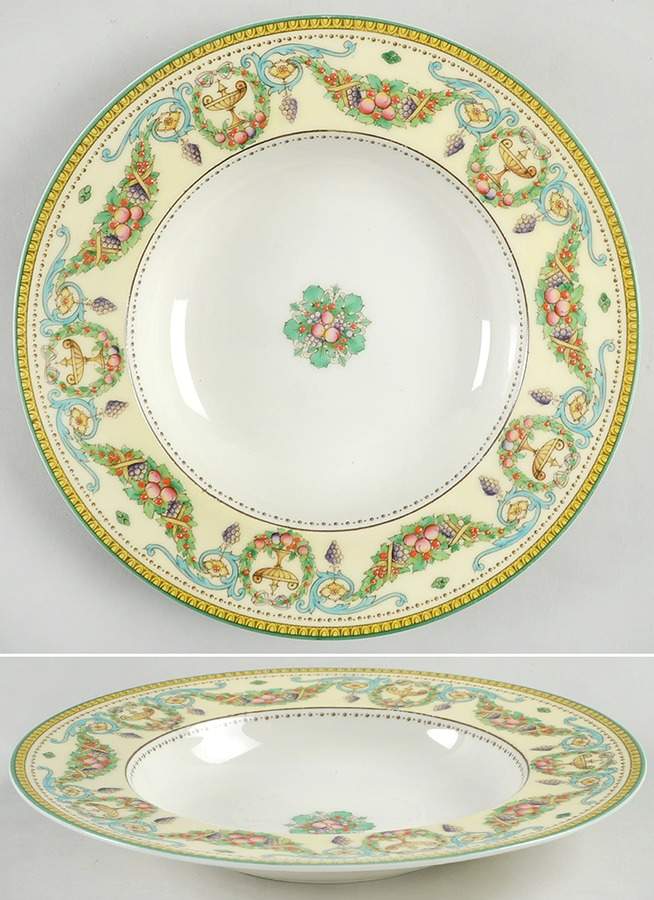 Windsor (Older, Green Trim) Large Rim Soup Bowl by Royal Worcester-1