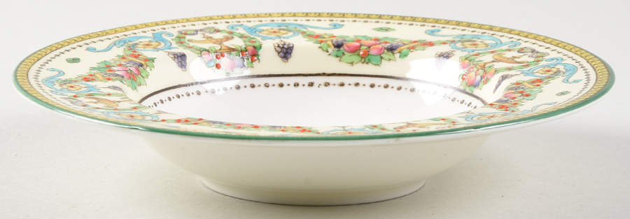 Windsor (Older, Green Trim) Rim Fruit/Dessert (Sauce) Bowl by Royal Worcester-1