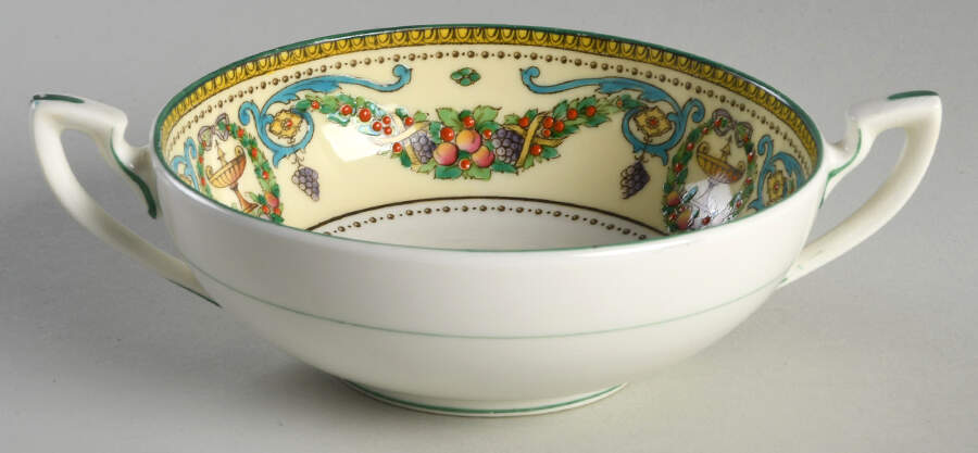 Windsor (Older, Green Trim) Cream Soup Bowl by Royal Worcester-1