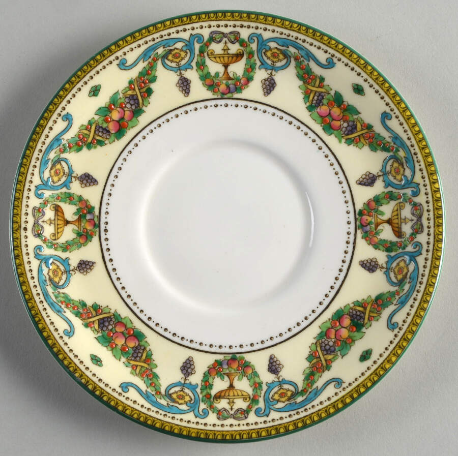 Windsor (Older, Green Trim) Saucer for Cream Soup Bowl by Royal Worcester-1