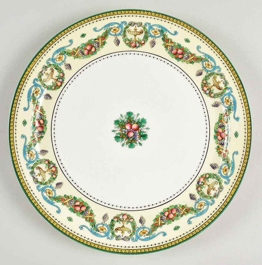 Windsor (Older, Green Trim) Chop Plate (Round Platter) by Royal Worcester-1