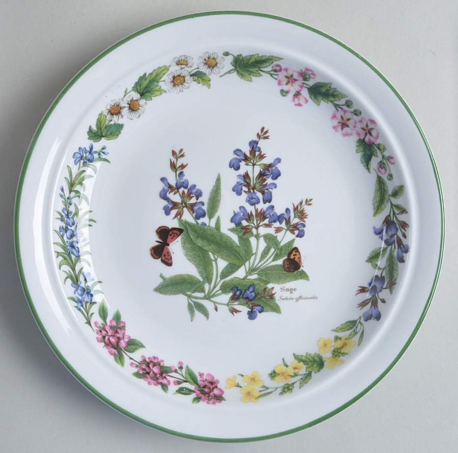Worcester Herbs (Green Trim) Round Tray by Royal Worcester-1