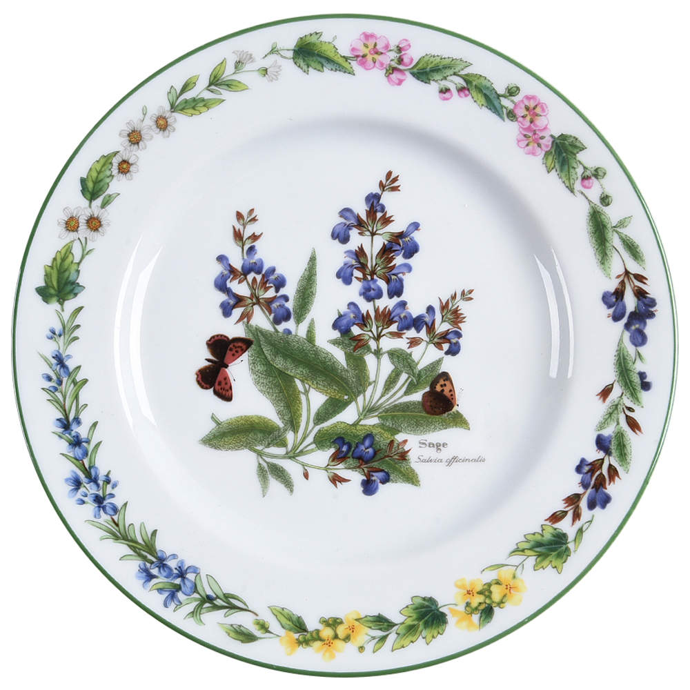 Worcester Herbs (Green Trim) Salad Plate by Royal Worcester-1