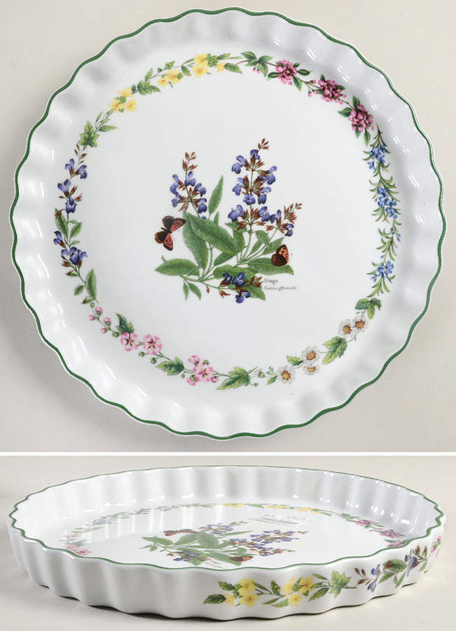 Worcester Herbs (Green Trim) 14" Quiche by Royal Worcester-1