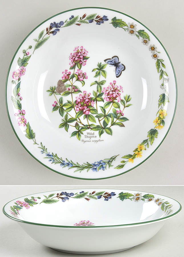 Worcester Herbs (Green Trim) Coupe Soup Bowl by Royal Worcester-1