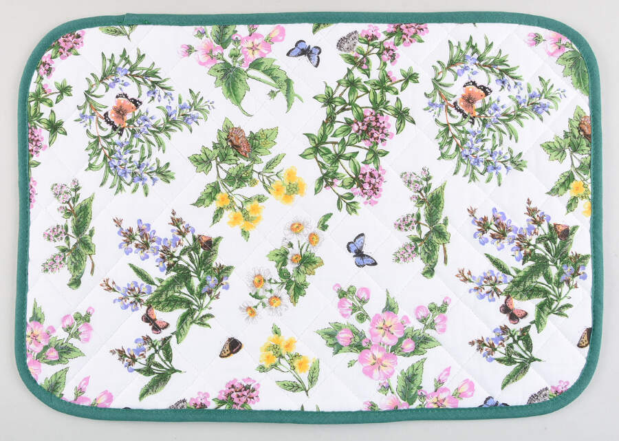 Worcester Herbs (Green Trim) Cloth Placemat by Royal Worcester-1