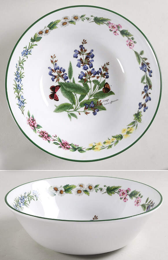 Worcester Herbs (Green Trim) 10" Large Salad Serving Bowl by Royal Worcester-1