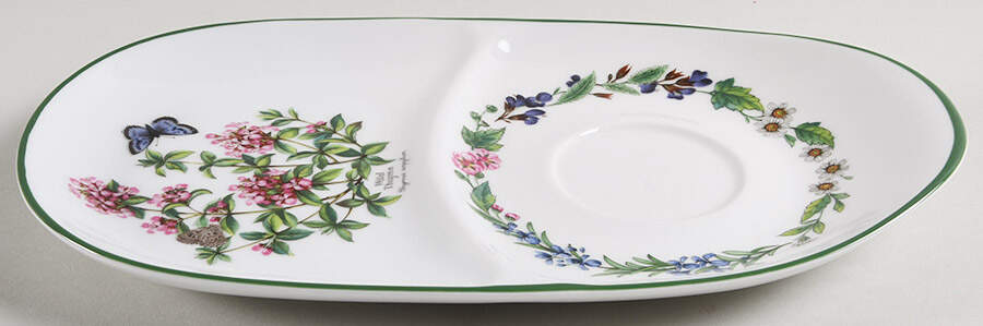 Worcester Herbs (Green Trim) Snack Plate by Royal Worcester-1