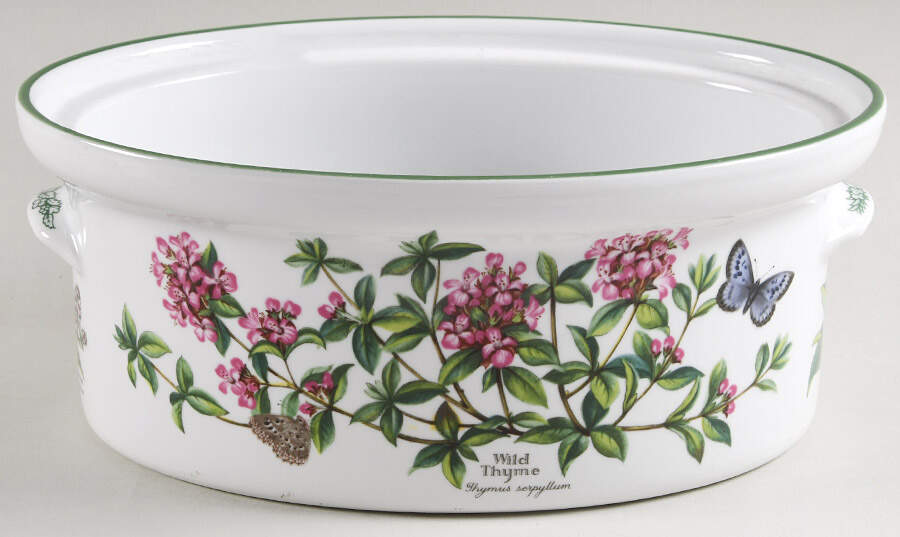 Worcester Herbs (Green Trim) 2 Quart Oval Casserole No Lid by Royal Worcester-1