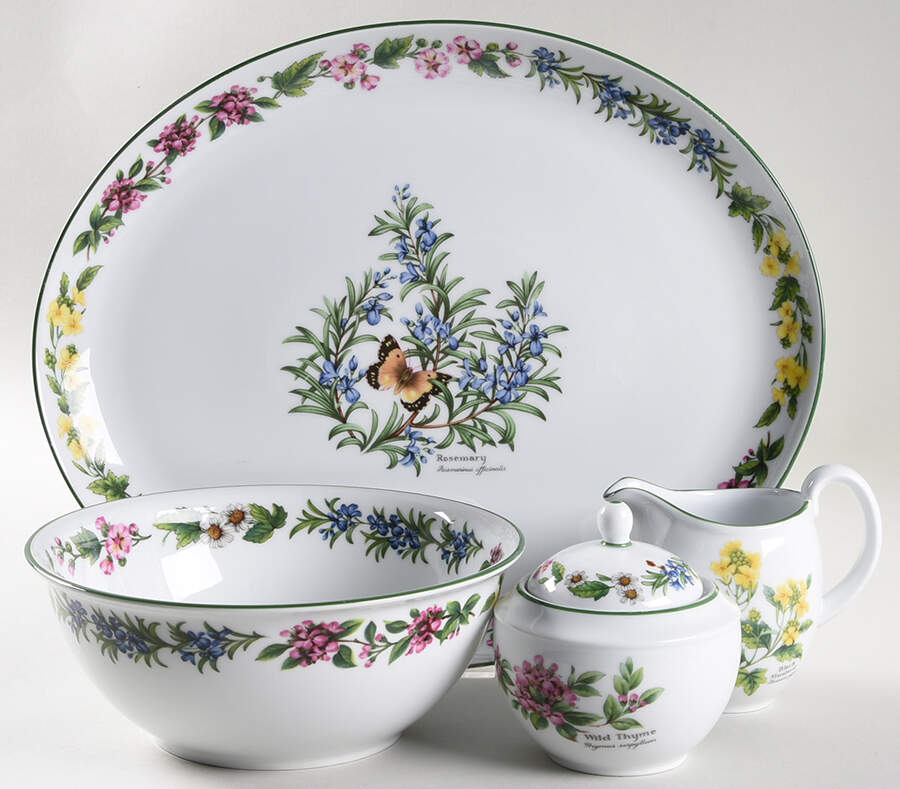 Worcester Herbs (Green Trim) 5 Piece Hostess Set by Royal Worcester-1