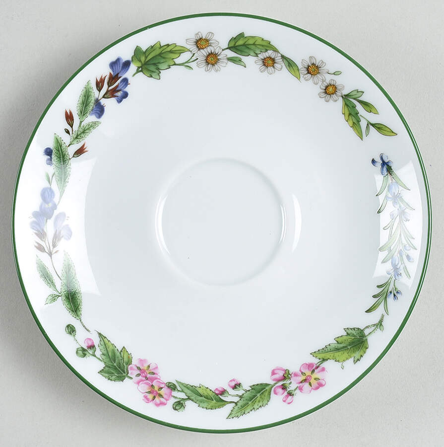 Worcester Herbs (Green Trim) Saucer by Royal Worcester-1