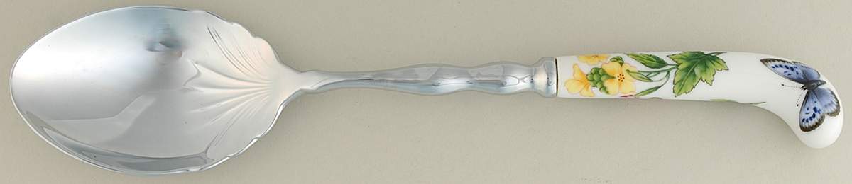 Worcester Herbs (Green Trim) Salad Serving Spoon with Stainless Bowl by Royal Worcester-1