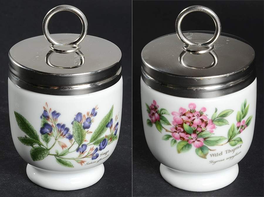 Worcester Herbs (Green Trim) Egg Coddler & Lid by Royal Worcester-1