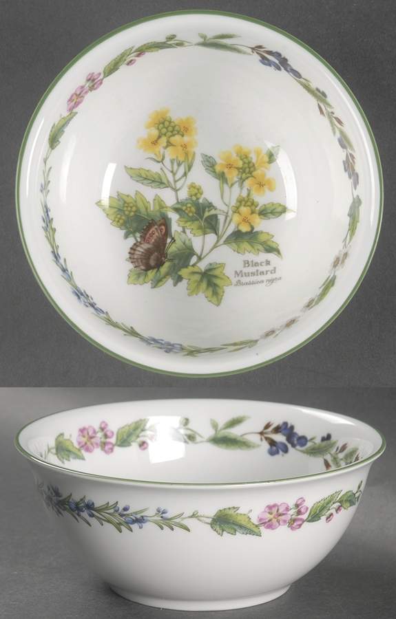Worcester Herbs (Green Trim) 6" Round Deep Bowl by Royal Worcester-1