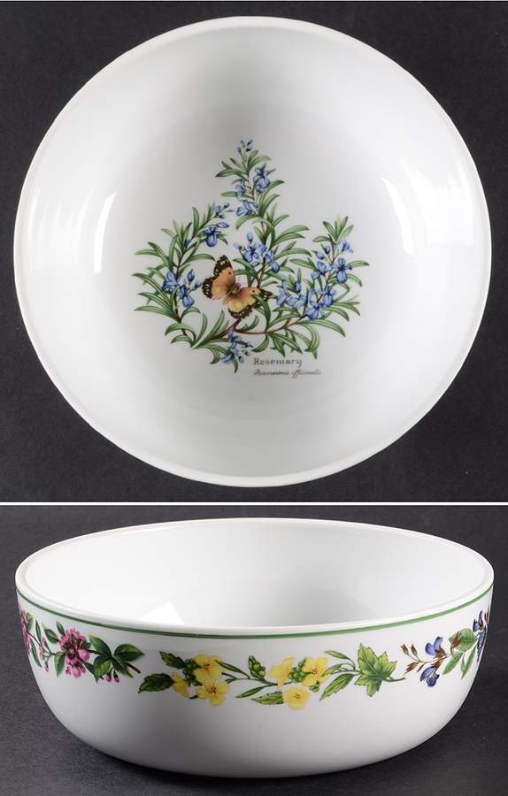 Worcester Herbs (Green Trim) 8" Salad Serving Bowl by Royal Worcester-1