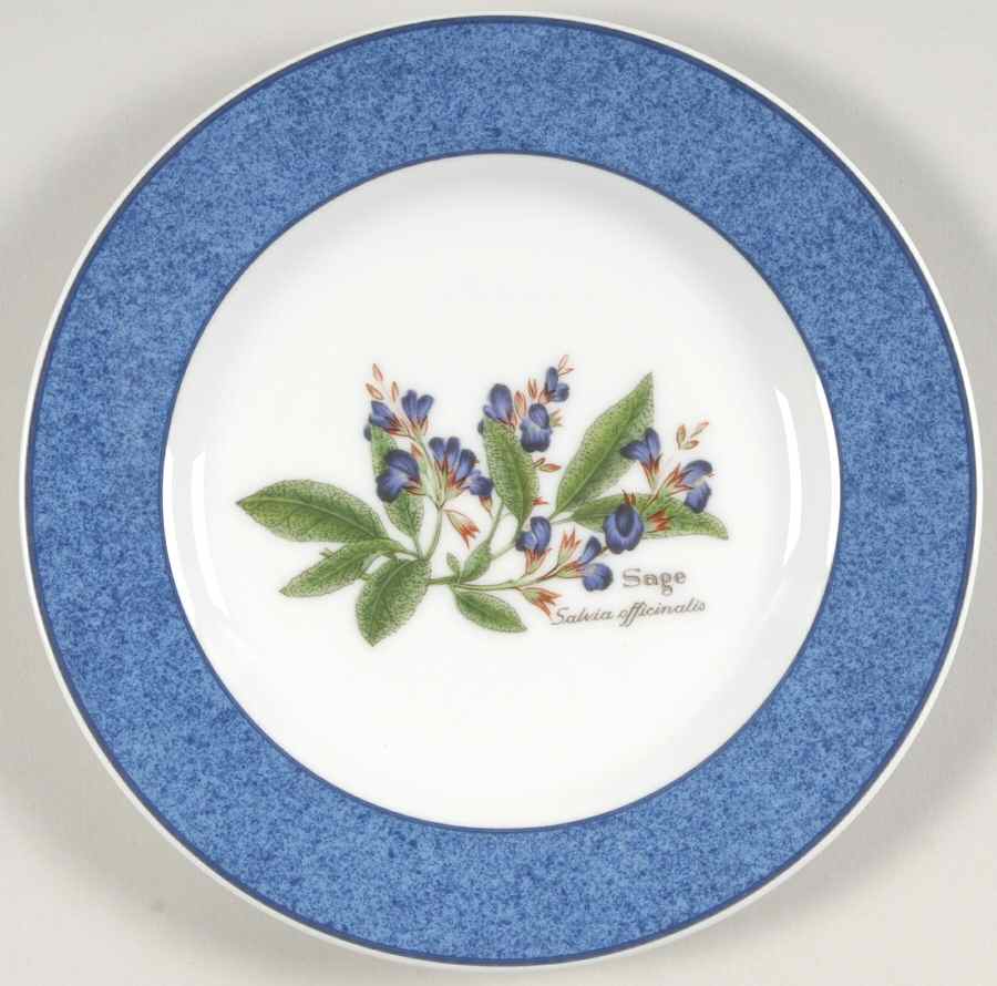 Worcester Herbs (Green Trim) Accent Bread & Butter Plate by Royal Worcester-1