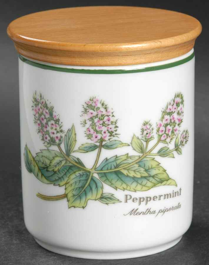 Worcester Herbs (Green Trim) Herb Jar & Lid by Royal Worcester-1