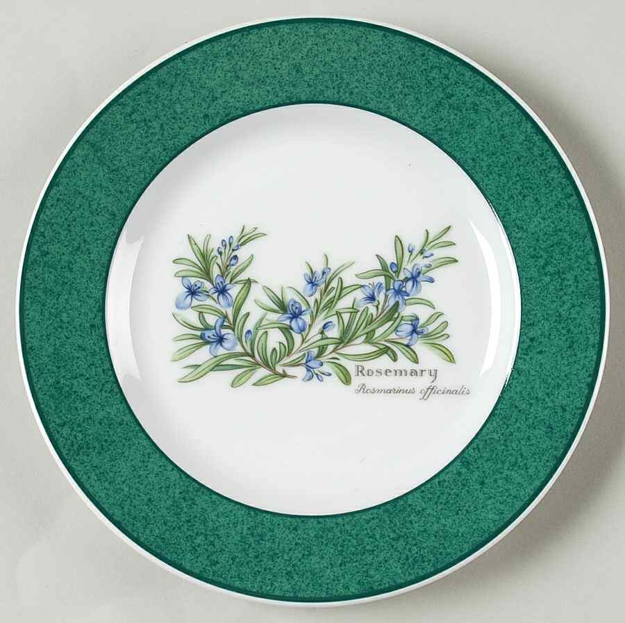Worcester Herbs (Green Trim) Accent Bread & Butter Plate by Royal Worcester-1