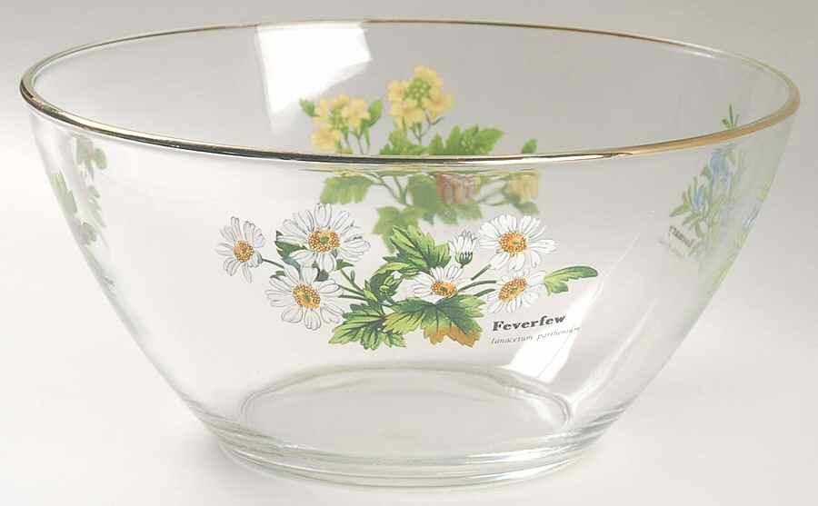Worcester Herbs (Green Trim) 9" Glassware Salad Bowl by Royal Worcester-1
