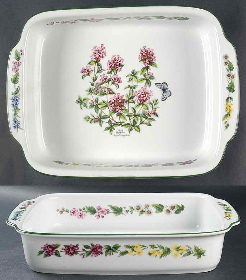 Worcester Herbs (Green Trim) 15" Lasagna by Royal Worcester-1