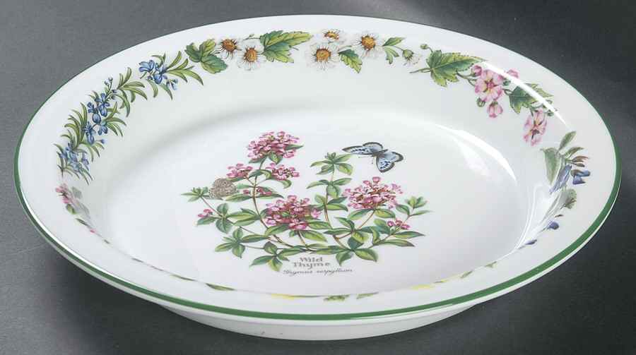 Worcester Herbs (Green Trim) Pie Serving Plate by Royal Worcester-1